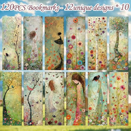 Vintage Spring Bookmarks Gifts - 120 Pcs Flower Butterfly Bookmark Paper Fairy Bird Book Marks Page Marker Clip Favors for Women Men Office Home Book Lovers Reading Home Supplies - color: Vintage Spring