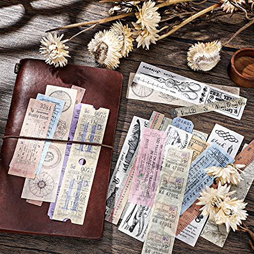 Tenare 120 Pcs Vintage Scrapbook Stickers Antique, Astronomy, Ruler, Time