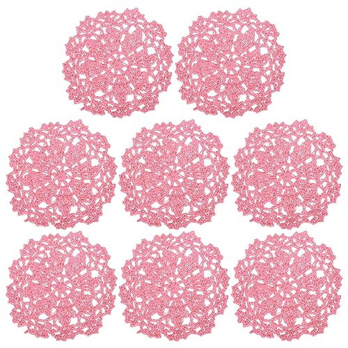 uxcell Fabric Coasters, 8pcs 4" with Floral Pattern Pink - color: Pink