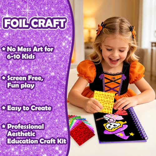 FUNNYB&G Foil Art Craft Kit for Kids, Halloween Crafts Gift Toy for Kids - style: Happy Halloween