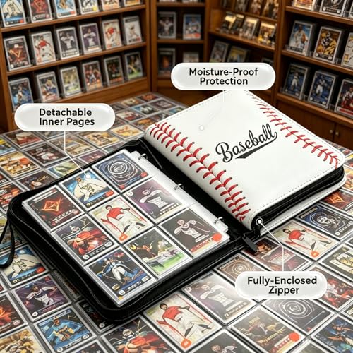 Baseball Trading Card Binder 9 Pocket, Card Binder for 900 Pockets Card, 50 Sleeves Double-Sided Storage, Premium Card Book Holder, for Trading Cards, Cards Sleeves Card, Game, Sport Card (Baseball) - color: White