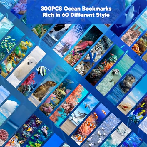 300PCS Ocean Bulk Bookmarks for Kids Classroom 60 Designs Cool Ocean Bookmark Cute Book Mark Double Sided Bookmark for Book Lovers Students Children Rewards Gifts - color: 300 Ocean