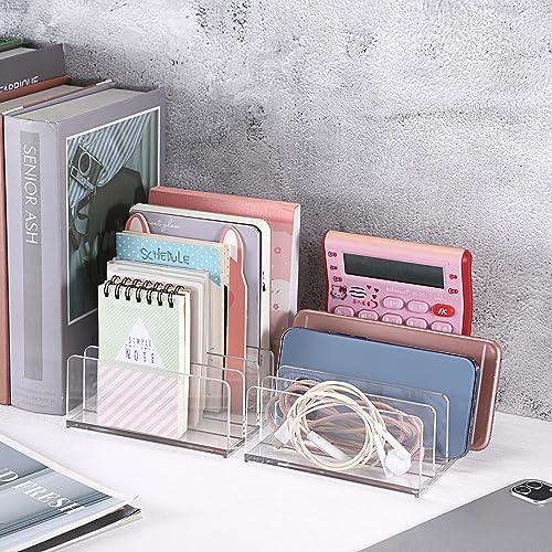 Hipiwe 2-Pack Acrylic File Organizer for Sorting Mail - 5 Slot Mail Sorter
