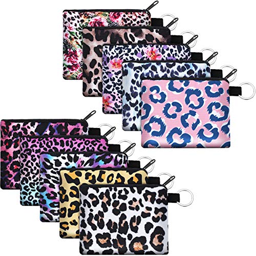 Boao 10 Pcs Small Change Coin Purse - size: 4.52 x 3.74 Inch, style: Leopard Print