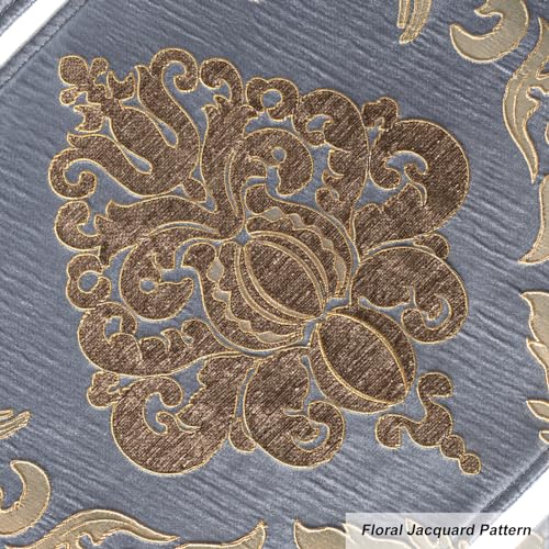 Loom and Mill Luxury Damask Placemats Double Layer, Set of 6, Grey Blue - color: Grey Blue_peyton, size: 6 Pieces