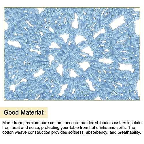 uxcell Fabric Coasters, 8pcs 4" - Cotton Woven Crochet Doilies, Lace Embroidery Cup Mat with Floral Pattern for Wedding Party Decoration (Light Blue) - color: Light Blue
