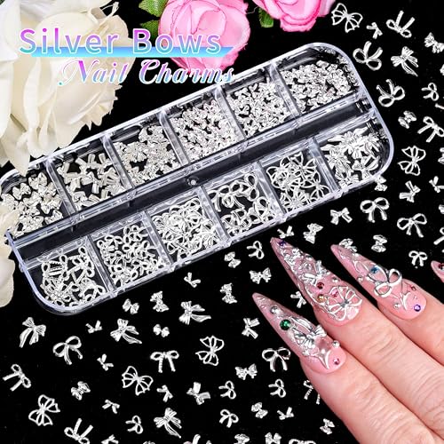 5 Boxes Gold & Silver Metal Nail 3D Punk Studs Star Cross Bow Gems and Small Caviar Beads Pearls Rhinestones Nail Art Jewels with Tweezers and Nail Brush and a Wax Pen Picker(9-Gold & Silver Studs) - color: 9-gold & silver studs