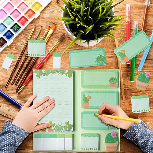 Xqumoi We Grow When Things are Hard Sticky Notes Set, 550 Sheets, Cute Cactus Shaped Self-Stick Notes Pads Plant Divider Tabs Bundle Writing Memo Pads Back to School Office Supplies Small Gift - color: 1pack-cactus