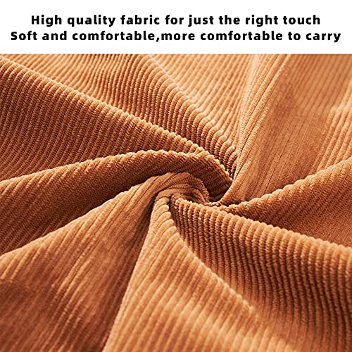 KALIDI Women Corduroy Tote Bag Zipper Casual Tote's Handbag Big Capacity Shoulder Bag with Pockets - color: Brown