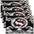 Feelyou Japanese Koi Fish Placemats Set Set of 4 18"x12" - color: Black Pink Red