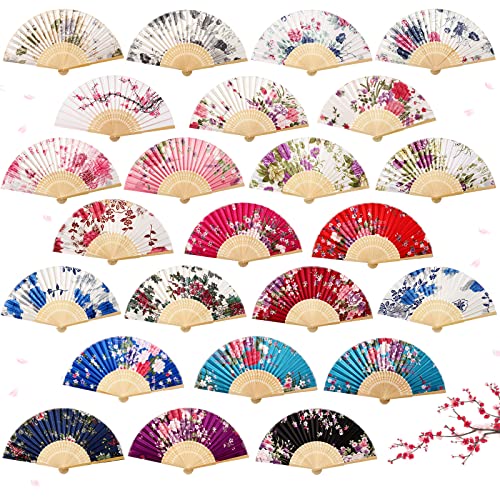Unittype 24 Pcs Floral Folding Hand Fans for Women, Handheld Fans, Lovely - style: Lovely Style