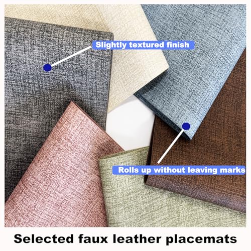 Faux Leather Placemats Set of 4, 11.8"x17.7", Off-White - color: Off-white, size: Set of 4