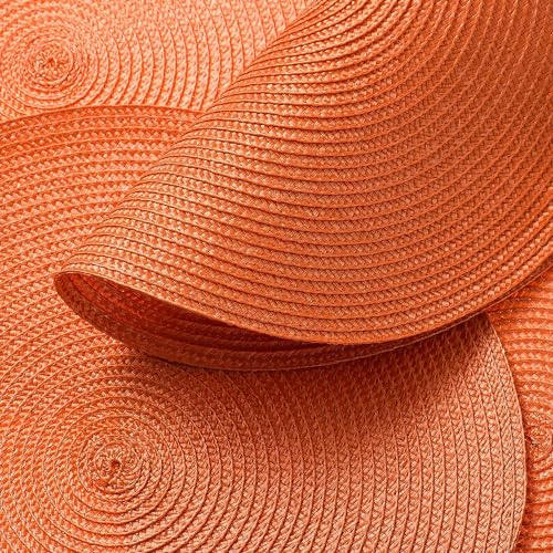 AHHFSMEI Round Placemats Set of 8 Heat Resistant Washable Non-Slip Woven Braided Table Mats for Dining Table Kitchen & Home Decor (Orange,8) - color: Orange, size: Set of 8