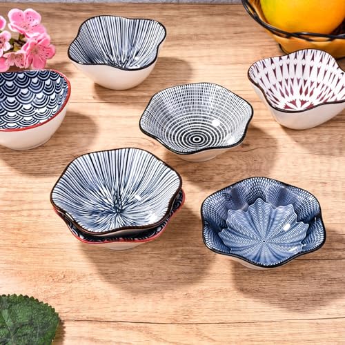 Porcelain Soy Sauce Dish Set of 4, 4.1'' Black Ceramic Small Dipping Bowls