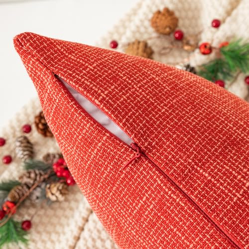 Kevin Textile Pack of 2 Fall Throw Pillow Covers Cases for Couch Bed Sofa Super Soft Faux Linen Decorative Cushion Case 18 X 18 Inches Burnt Brick - color: Burnt Brick, size: 18" x 18" (Pack of 2)