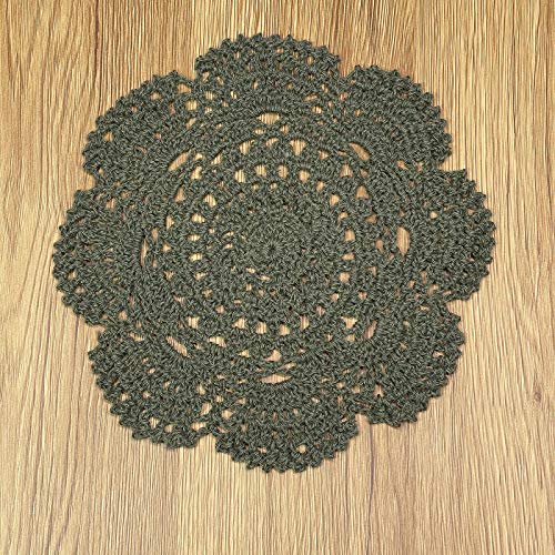 Phantomon 8 Inch Doilies Crochet Round Lace Doily Handmade Placemats 100% Cotton Crocheted Coasters, Pack of 4 (Green) - color: Green