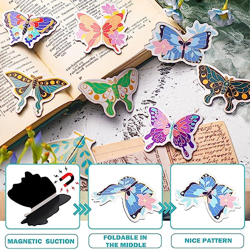 Ireer 60 Pcs Butterfly Magnetic Bookmarks Magnet, 30 Styles Page Markers