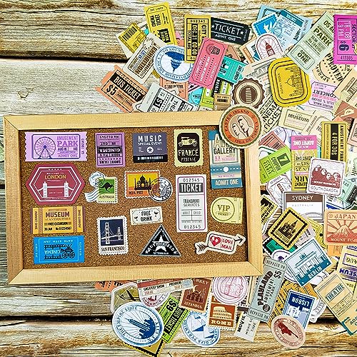 Prstincol 300 Pcs Vintage Travel Stickers Ticket Stickers for Journaling,Luggage Sticker Stub Vintage Sticker for Junk Journal Crafts Laptop Water Bottle Album Scrapbook - style: Travel and Ticket 300 Pcs