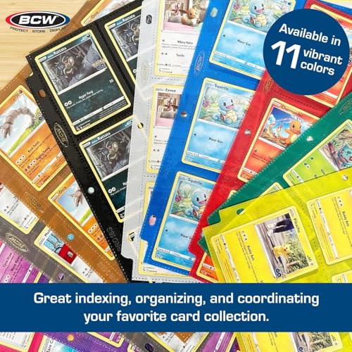 BCW Double-Sided 9-Pocket Pages (50 Blue) | Side-Loading Trading Card Binder Sheets | Card Storage & Display Solution - color: Blue
