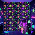 OQOQ Neon Party Decorations Tinsel Curtains Backdrop 2 Pack, 3.3x8.2ft XL - color: Neon Splatter