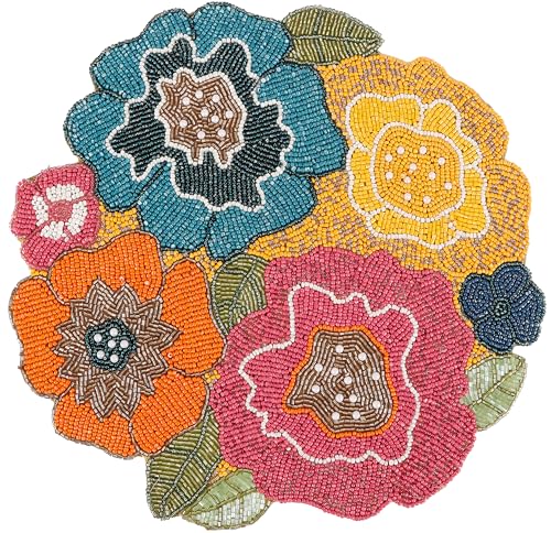 Beaded Placemats for Dining Table, 13 Inches Beaded Placemats for Farmhouse Decor and Kitchen Table Décor, Round Table Mats for Dining Tables, Non-Slip Place mat (Multi) - ALPHA Living HOME - color: Multicolor, size: Set of 1