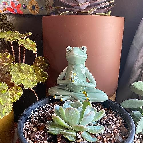OwMell Ceramic Zen Frog Decor, Yoga Pose Meditation Frog Staute Figurine - style: Prayer
