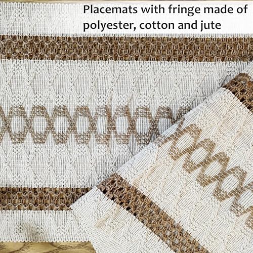 Ruvanti Placemats Set of 6, 17.5"x11.5" Polycotton Place Mats - Tri Stripe - color: Tri Stripe