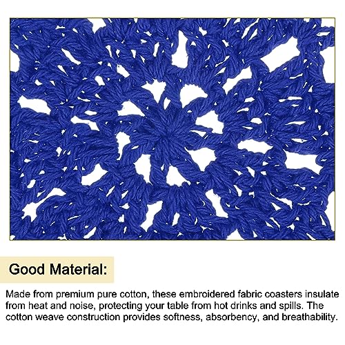 uxcell Fabric Coasters, 8pcs 4" - Cotton Woven Crochet Doilies, Lace Embroidery Cup Mat with Floral Pattern for Wedding Party Decoration (Bright Blue) - color: Bright Blue