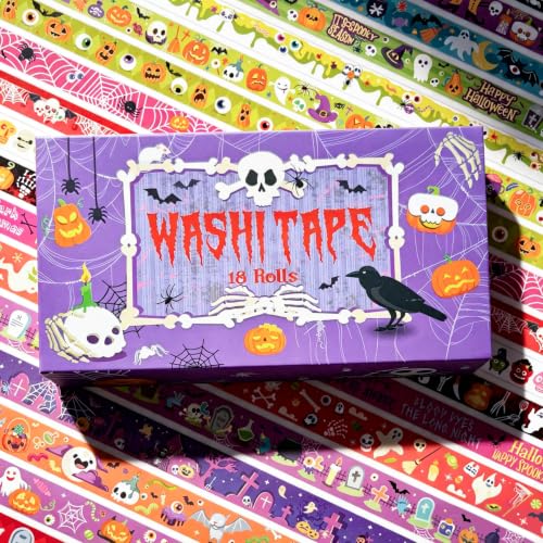Halloween Washi Tape Set Pumpkin Scrapbook Tape 18 Rolls - color: Halloween