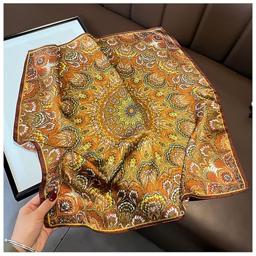100% Mulberry Silk Neck Scarf for Women Square Neckerchief – 21 inch - color: Copper