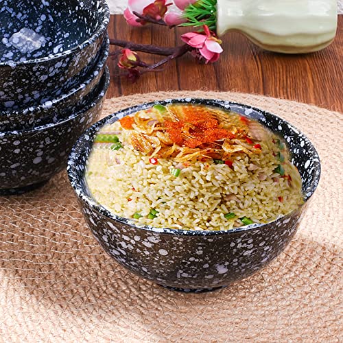 Japanese Bowl Set of 4 Ceramic Rice Bowls 4.5 Inch Speckled Glaze Snack Bowls Serving Bowls for Sauce Sushi Soup Black and Blue - color: Black Star