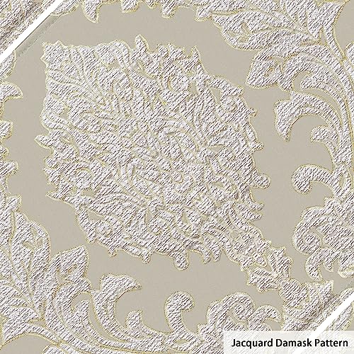 Loom and Mill Luxury Damask Jacquard Placemats Set of 4, Beige, 12x18 in - color: Beige, size: 4 Piece-12x18 inch
