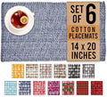 Urban Villa Two Tone Placemat Cotton Tablemat 14x20 (Set of 6) Blue White - color: Blue/White, size: 14" x 20"