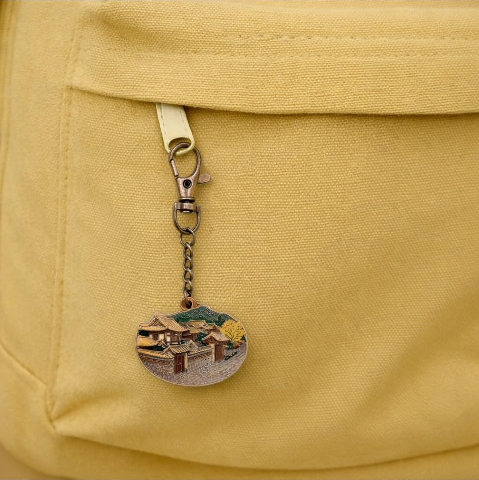 K-Culture Enamel Keychain Collection – Korean Art, K-Pop & K-Culture| Decorative Metal Key Ring for Bags - style: Bukchon Hanok Village