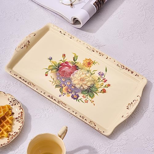 YOLIFE Ceramic Serving Tray, Flowering Shrubs 13.5 x 7.5 inch - color: Flowering Shrubs
