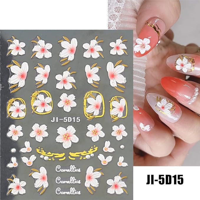 Nail Stickers for Nail Art Cherry Blossoms Nail Decals for Women - color: Colorful-11