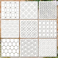 Sashiko Stencil 9pcs Reusable Plastic Templates 5.9 * 5.9 Inch Reusable Stencils Hand Quilting Stencils Embroidery Pattern Sewing Craft Paint Template - color: 9pcs