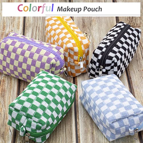 PAZIMIIK Checkered Makeup Bag for Purse, Small Travel Cosmetic Pouch,Green - color: Green
