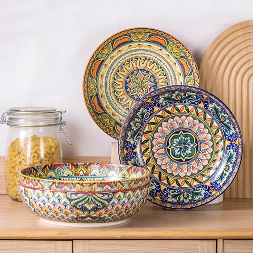 Henten Home Ceramic 50 oz Pasta Bowls, Shallow Soup Bowl Set of 2 - color: Set B
