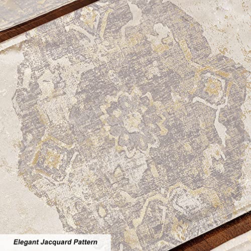 Loom and Mill Luxury Elegant Damask Placemats Double-Layer, Set of 6, Beige - color: Beige+grey+gold_rome, size: 6 Pieces