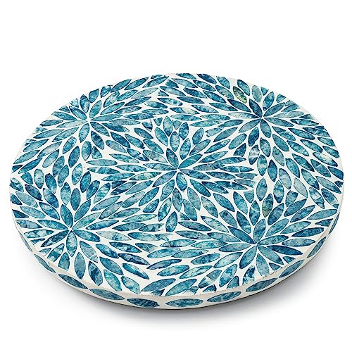 Lazy Susan for Table Mother of Pearl Turntable Organizer, Wood Round Spinning Tray Rotating for Kitchen, Cabinet, Counter Spice Pantry (D 12.5 in)