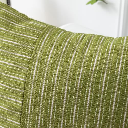 Kevin Textile Light Green and Beige Farmhouse Striped Patchwork Linen Spring Decorative Throw Pillows Covers 18x18, Set of 2, Modern Accent Square Cushion Covers for Couch Chair Bedroom Decorations - color: Light Green, size: 18" x 18" (Pack of 2)