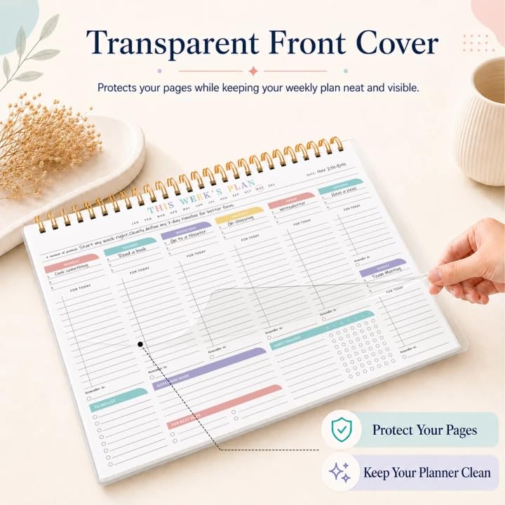 2PC Weekly To Do List Notepad with Habit Tracker, 8.5" x 11" - color: White-2PC