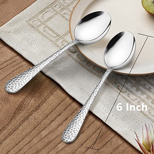 LIANYU 9PCS Kids Spoons Silverware Set, Stainless Steel Toddler Spoons - color: Silver