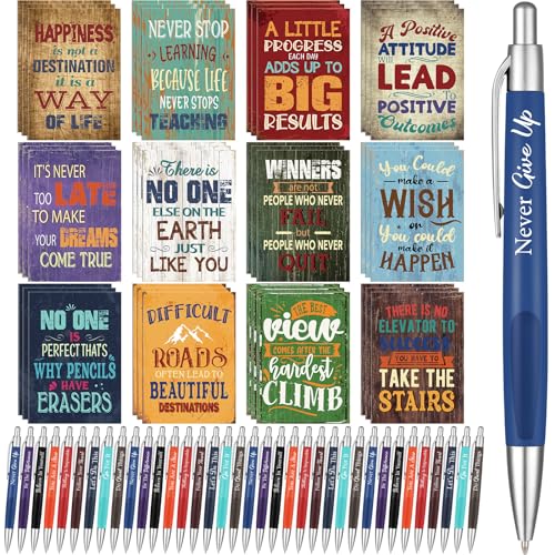 Yeaqee 72 Pcs Motivational Pen Notepad Gifts Bulk Set, Motivational - style: Motivational
