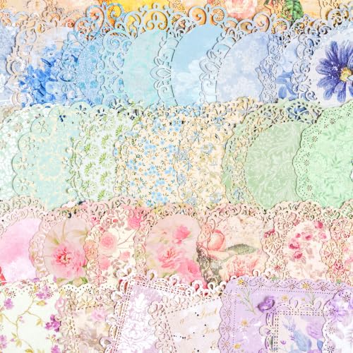 60 Sheet Hollow lace Scrapbook Paper Set, 6 Packs Decorative Paper，for Letter Writing，Scrapbook paper，Junk Journal Supplies，DIY Collage，Card Making Supplies，Collage Background - color: J