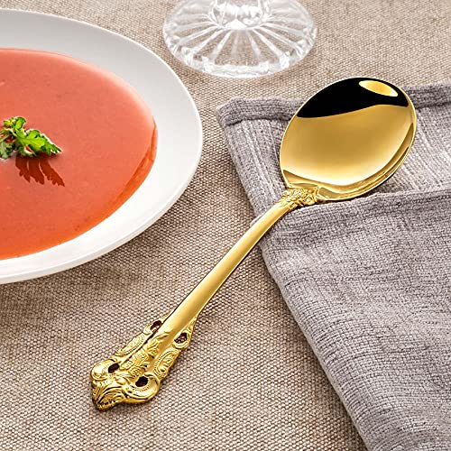 KEAWELL Gorgeous 4-Piece 18/10 Stainless Steel Soup Spoon Set (Gold) - style: Gold