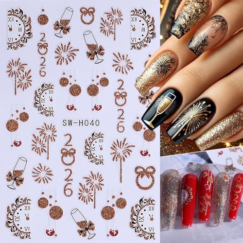 Christmas Nail Art Stickers Decals 16PCS 3D Self-Adhesive New Year Sticker for Nail Art Santa Claus Tree Elk Snowman Gonks Red Designs DIY Xmas Winter Decor Nail Art Supplies for Women - style: Christmas