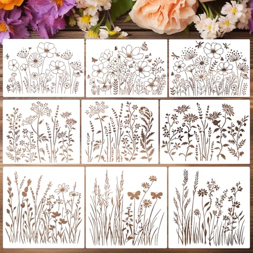 Large Flower Stencils Wildflower Stencils for Crafts Reusable - style: Wildflower 02
