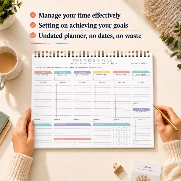 Weekly To Do List Notepad with Habit Tracker, 8.5" x 11" - color: White